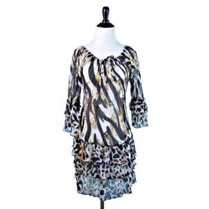 Alberto Makali Animal Print Tiered Ruffle Dress S Mob Wife Aesthetic